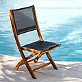 Teak Folding Chair with Black Sling Fabric