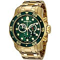 Invicta Men's Pro Diver Green Dial 18k Gold Chronograph Watch