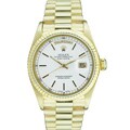 Pre-owned Rolex 18k Gold President Men's White Dial Watch