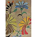 Hand-tufted Metro Flower Beige Wool Rug (6' Square)
