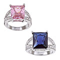Rhodium-plated Brass Princess-cut Cubic Zirconia Ring
