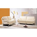 Ivory Leather Sofa Set