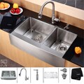 Kraus Stainless Steel Farmhouse Kitchen Sink/ Faucet/ Soap Dispenser