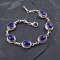 Silverplated Simulated Lapis Oval Bracelet (Nepal)