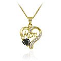 Glitzy Rocks 18k Gold Sapphire and Diamond Accent 'Mom' Heart Necklace