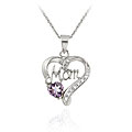 Glitzy Rocks Sterling Silver Amethyst and Diamond Accent Heart Necklace