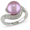 Sterling Silver Lilac Pearl and 1/6ct TDW Diamond Ring (H-I, I3) (9-9.5 mm)