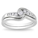 Miadora 14k White Gold 1/4ct TDW Diamond Bridal Ring Set