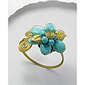Brass Nature Loving Turquoise Art Adjustable Cuff Bracelet (Thailand)