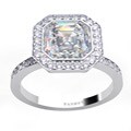Danhov 14k Gold Cubic Zirconia and 3/8ct TDW Diamond Engagement Ring (G, VS2)