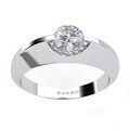 Danhov 14k Gold Cubic Zirconia and 1/10ct TDW Diamond Engagement Ring