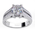 Danhov 18k Gold Cubic Zirconia and 2/5ct TDW Diamond Engagement Ring (G, VS2)