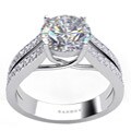 Danhov 14k Gold Cubic Zirconia and 1/3ct TDW Diamond Engagement Ring (G, VS2)