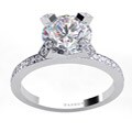 Danhov 18k Gold Cubic Zirconia and 1/2ct TDW Diamond Engagement Ring (G, VS2)
