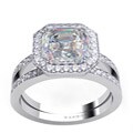 Danhov 18k Gold Cubic Zirconia and 2/5ct TDW Diamond Engagement Ring (G, VS2)