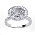 Danhov 18k Gold Cubic Zirconia and 1/2ct TDW Diamond Engagement Ring (G, VS2)