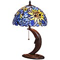 Tiffany-style Sun Design Bronze Table Lamp
