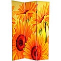 Canvas Double-sided 6-foot Poppies and Sunflowers Room Divider (China)