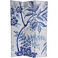 Canvas Double-sided 6-foot Blue Floral Room Divider (China)