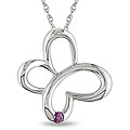 10k White Gold Pink Diamond Accent Butterfly Necklace