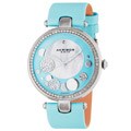 Akribos XXIV Women's Light Blue Sunray/ Diamond Dial Quartz Strap Watch