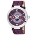 Burgi Women's Diamond Swiss Quartz Day Date Plum Strap Watch