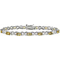 Sterling Silver Oval-cut Citrine 'X' and 'O' Link Bracelet