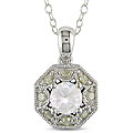 Miadora Silver Created Sapphire and 1/8ct TDW Diamond Necklace (H-I, I3)