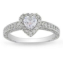 Miadora Silver Created Sapphire and 1/6ct TDW Diamond Ring (H-I, I3)