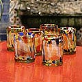 Set of 6 Glass 'Liquid Confetti' Tumblers (Mexico)