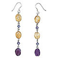 Sterling Silver 'Precious' Amethyst and Citrine Earrings (Thailand)