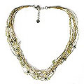 Pearl and Peridot 'River Of Green' Torsade Necklace (Thailand)