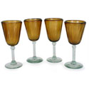 Blown-glass 'Amber Glory' Wine Glasses (Set of 4) (Mexico)