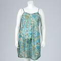 Illusions Women's Plus Size Paisley Print Chemise and Thong Set