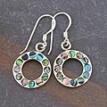 Silver Abalone Shell Circles Earrings (Thailand)