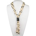 Sterling Silver Pearl and Black Agate Necklace (2-4 mm)