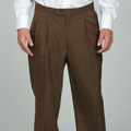 Sansabelt Men's Heather Brown Pleated Wool Trousers