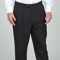 Sansabelt Men's Navy Pleated Wool Trousers