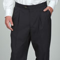 Sansabelt Men's Charcoal Blue Pleated Wool Trousers