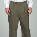 Sansabelt Men's Olive Pleated Wool Trousers