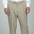 Sansabelt Men's Natural Pleated Wool Trousers