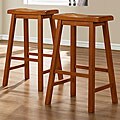 Salvador Saddle Back 29-inch Oak Stools (Set of 2)