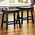 ETHAN HOME Salvador Saddle Back 18-inch Stool in Black Sand-Through (Set of 2)