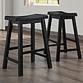 ETHAN HOME Salvador Saddle Back 24-inch Stool in Black Sand-Through (Set of 2)