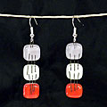 Silver Nickel We Three Pink Glass Earrings (Chile)