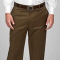 Austin Reed Men's Brown Flat-front Gabardine Trousers