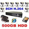 8-channel H.264 DVR Surveillance System Kits with 8 Night Vision Cameras
