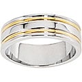14k Gold Overlay Men's Double Rail Band (7 mm)