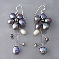 Sterling Silver Dreamy Nature Black Pearl Flower Earrings (Thailand)