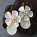 Sterling Silver Mother of Pearl Shell and Pearl Earrings (Thailand)